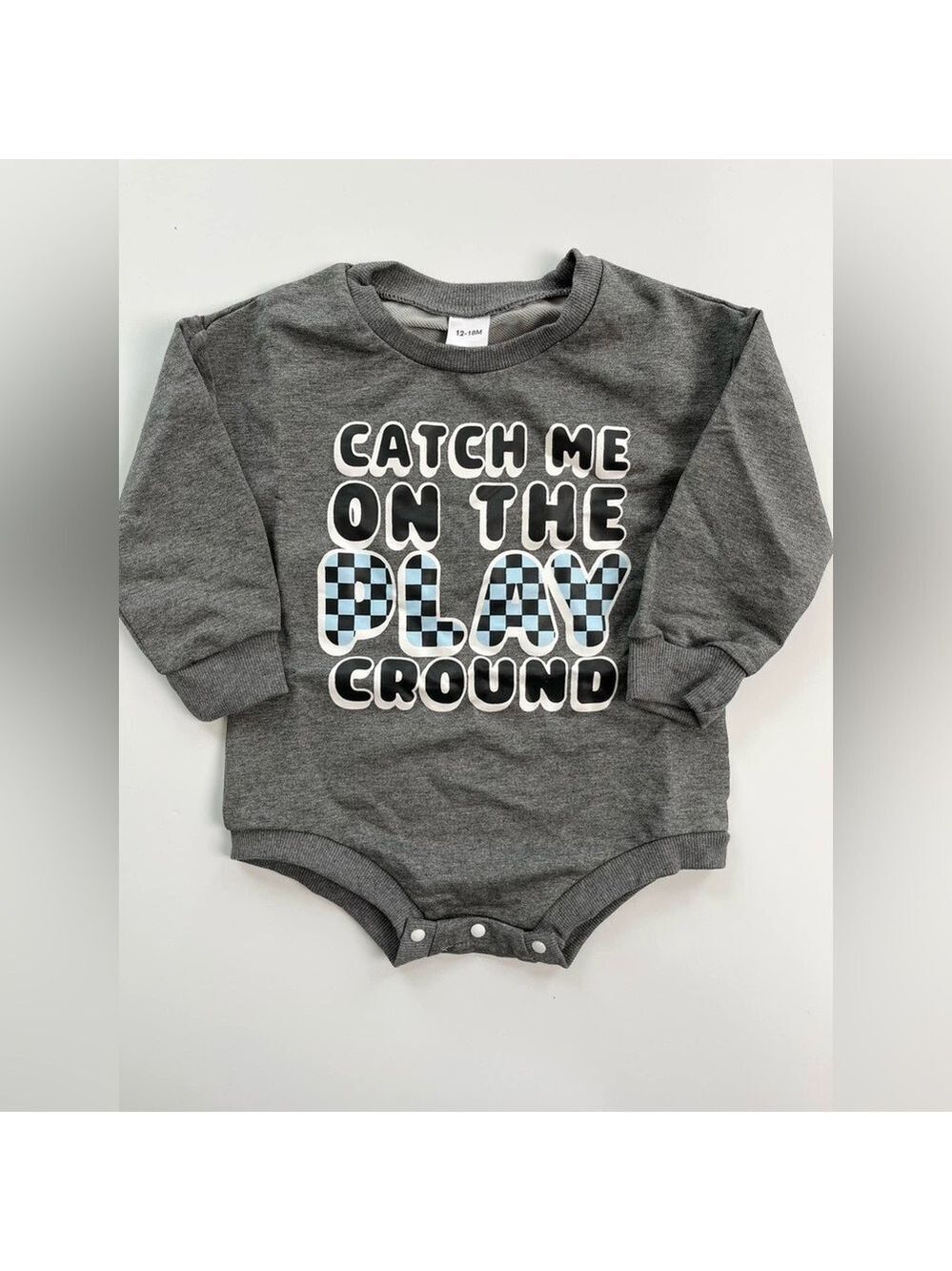 Gray Baby Sweater‎ Onesie with Playful Print